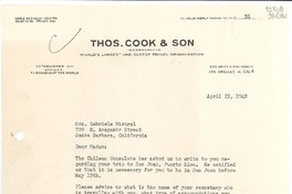 [Carta] 1948 Apr. 23, Los Angeles, [Estados Unidos] [a] Hon. Gabriela Mistral, 729 E. Anapamir street, Santa Barbara, California