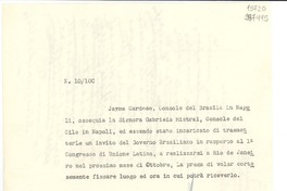 [Carta] 1951 sett. 18, Napoli, [Italia] [a] Gabriela Mistral