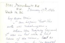 [Carta] 1956 ene. 17, Washington DC, [Estados Unidos] [a] Doris [Dana].