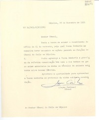 [Carta] 1951 nov. 27, Nápoles, [Italia] [a] Senhor Consul do Chile en Nápoles