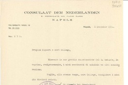 [Carta] 1951 dic. 1, Napels, [Italia] [a] Signora Lucila Godoy, Console de Chile in Napoli