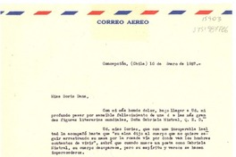 [Carta] 1957 ene. 10, Concepción, Chile [a] Doris Dana, [Long Island, New York, Estados Unidos]