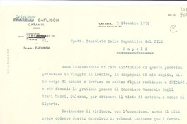 [Carta] 1952 dic. 5, Catania, [Italia] [a] Consolato della Repubblica del Cile, Napoli