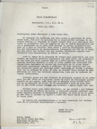 [Carta] 1947 jun. 13, Washington, D. C., E.U. de A. [al] Excmo. Señor Don Félix Nieto del Río, Embajador de Chile, Washington, D. C., [EE.UU.]