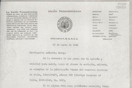 [Carta] 1948 mar. 19, Washington 6, D. C., E.U.A. [a la] Honorable Srta. Lucila Godoy, Cónsul de Chile, Los Angeles, California, [EE.UU.]