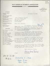 [Carta] 1955 Dec. 30, New York, [Estados Unidos] [a] Miss Gabriela Mistral, 15 Spruce Street, Rosly Harbor, Long Island