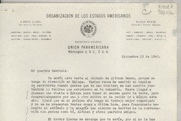 [Carta] 1949 dic. 19, Washington 6, D. C., E.U.A. [a la] Sra. Gabriela Mistral, co Dr. Alfonso Reyes, Industria 122, México, D. F., México