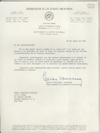 [Carta] 1954 jun. 30, Washington 6, D. C., E. U. A. [a la] Srta. Gabriela Mistral, co D. Dana, 15 Spruce Street, Roslyn Harbor, L. I., New York, [EE.UU.]