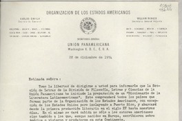 [Carta] 1954 dic. 28, Washington 6, D. C., E. U. A. [a la] Sra. Gabriela Mistral, co Doris Dana, 58 East 55th St., New York, N.Y., [EE.UU.]