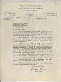 [Carta] 1945 Nov. 23, Hay-Adams House, Washington, D. C., [EE.UU.] [a la] Señorita Gabriela Mistral, Consulado de Chile, 60 Rua Buarque de Macedo, Petrópolis, Brazil