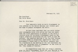 [Carta] 1951 Feb. 26, [Estados Unidos] [a] The President, the White House
