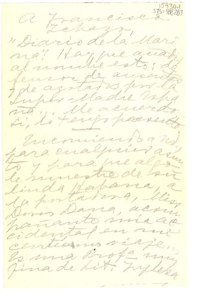 [Carta] 1949 dic. 27, Jalapa, México [a] Francisco Ichazo, Diario de la Marina, La Habana, [Cuba]