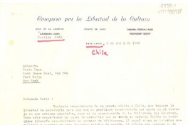 [Carta] 1965 abr. 8, Santiago, Chile [a] Doris Dana, New York, [Estados Unidos]