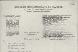 [Carta] 1943 mayo 29, Washington D. C., Estados Unidos [a] Srta. Gabriela Mistral, Consulado de Chile, Niterón, Río de Janeiro, Brasil