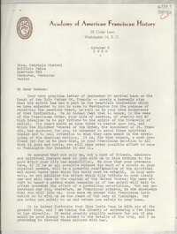 [Carta] 1950 Oct. 6, Washington D. C., [Estados Unidos] [a] Srta Gabriela Mistral, Edificio Bahía, Apartado 338, Veracruz, Veracruz, México