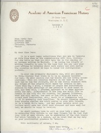 [Carta] 1950 Oct. 6, Washington D. C., [Estados Unidos] [a] Miss Doris Dana, Edificio Bahía, Apartado 338, Veracruz, Veracruz, México