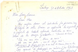 [Carta] 1968 oct 31, Santiago, Chile [a] Doris Dana