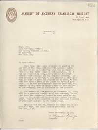 [Carta] 1950 Dec. 27, Academy of American Franciscan History, 29 Cedar Lane, Washington 14, D. C., [EE.UU.] [a la] Exma. Dra. Doña Gabriela Mistral, Co Consul General of Chile, 60 Broadway, New York City, [EE.UU.]