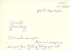 [Carta] 1961 mayo 26, Bogotá, Colombia [a] Doris Dana