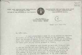 [Carta] 1952 juin 6, Rome, [Italia] [a] Madame Gabrielle Mistral, Consulat Général du Chili, Naples, Italie