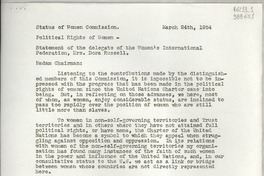 [Carta] 1954 Mar. 24, [Estados Unidos] [a] Madam Chairman