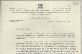 [Carta] 1952 ene. 10, París, [Francia] [a la] Señora doña Gabriela Mistral, Cónsul de Chile, Nápoles, Italia