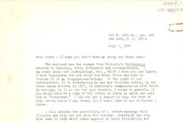 [Carta] 1976 jul. 7, New York, [Estados Unidos] [a] Doris [Dana]
