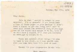[Carta] 1976 may 12, [New York, Estados Unidos] [a] Doris [Dana]