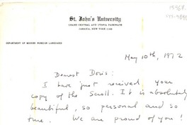 [Carta] 1972 may 10, [New York, Estados Unidos] [a] Doris [Dana]