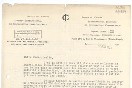 [Carta] 1933 juin 2, Paris, [Francia] [a] Mademoiselle G. Mistral