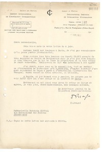 [Carta] 1933 juil 1, Paris, [Francia] [a] Mademoiselle Gabriela Mistral