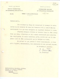 [Carta] 1934 déc. 4, Paris, 2 Rue de Montpensier, [France] [a la] Mademoiselle Gabriela Mistral, Consul du Chili à Madrid, Consulat du Chili, Madrid, Espagne