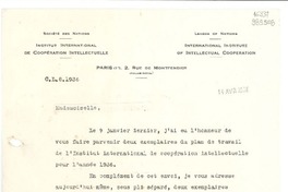 [Carta] 1936 avril 14, Paris, [Francia] [a] Mademoiselle Gabriela Mistral, Consul du Chili, Lisbonne, Portugal