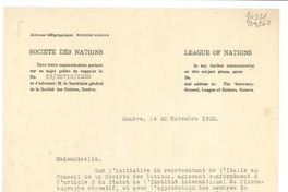 [Carta] 1935 nov. 20, Genève, [Suisse] [a la] Mademoiselle Gabriela Mistral, Consulado de Chile, Madrid, [España]