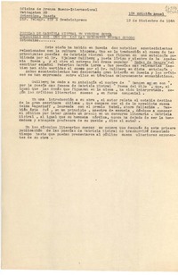 [Memorandum] 1944 dic. 12, Oficina de Prensa Sueco-Internacional, Vattugatan 20, Estocolmo, Suecia, Dir. Telegr. SIP o Swedeintpress