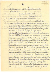 [Carta] 1945 nov. 16, La Serena, [Chile] [a] Gabriela Mistral, Brasil