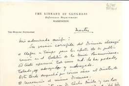 [Carta] [1946] Martes, The Library of Congress, Reference Department, Washington, [EE.UU.] [a] Mi admirada amiga