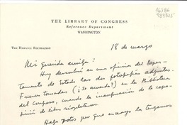 [Carta] [1946] mar. 18, The Library of Congress, Reference Department, Washington, [EE.UU.] [a] Mi querida amiga