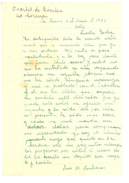 [Carta] 1955 jun. 4, La Serena, [Chile] [a] Lucila Godoy