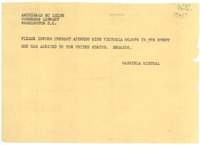 [Telegrama] [1945] [a] Archibald Mc Leish [i.e. MacLeish], Congress Library, Washington D. C., [EE.UU.]