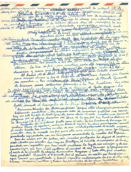 [Carta] 1947 ene. 16, Monte Grande, [Chile] [a] Gabriela Mistral, Los Angeles, [Estados Unidos]