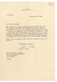 [Carta] 1948 Feb. 28, R. D. 3, Perkasie, Pennsylvania, [EE.UU.] [a] Miss Gabriela Mistral, 729 East Anapamu Street, Santa Barbara, California, [EE.UU.]