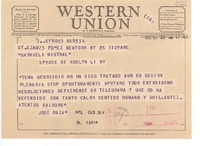 [Telegrama] 1953 oct. 26, New York, NY, [EE.UU.] [a] Gabriela Mistral, Spruce St, Roslyn, LI, NY, [EE.UU.]