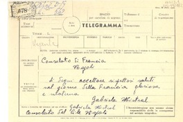 [Telegrama] 1952 jul. 14?, Consolato del Chile, Napoli, [Italia] [a] Consolato di Francia, Napoli, [Italia]