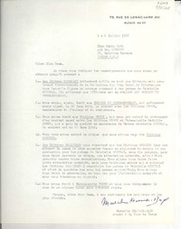 [Carta] 1967 juil. 6, 75, Rue de Longchamp XVI, Kléber 02-57, [Paris], [France] [a] Miss Doris Dana, co Mr. Lintott, 11, Caroline Terrace, London S.W. I, [England]