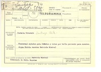 [Telegrama] 1952 jul. 28, Consulado de Chile, Nápoles, [Italia] [a] Carmela Errazuriz, Santiago, Chile