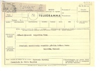 [Telegrama] 1952 jul. 28, Consulado de Chile, Nápoles, [Italia] [a] [Fernando A. Requena], Cónsul General Argentina, Roma, [Italia]