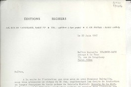 [Carta] 1967 juin 22, 118, Rue de Vaugirard, Paris, [France] [a] Maître Marcelle Kraemer-Bach, Avocat à la Cour, 75, Rue de Longchamp, Paris 16ème, [France]