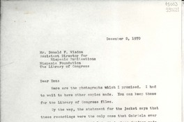 [Carta] 1970 Dec. 2, [Estados Unidos] [a] Mr. Donald F. Wisdom
