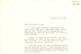 [Carta] 1966 Jan. 27 [a] Dear Mathilde Pomes, [France]